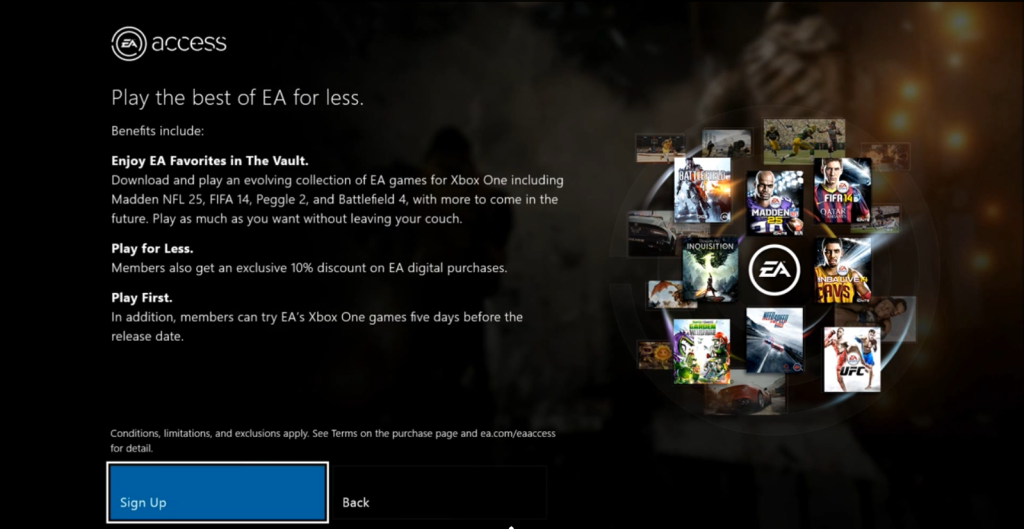 ea aceess app noy loading xbox one